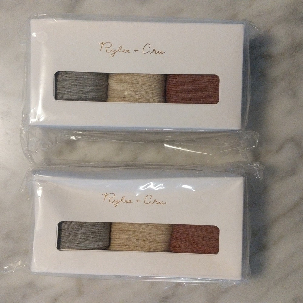NWT Rylee and Cru Solid Ribbed Socks - 3 Pack Rib Knit Knee Socks - Picture 6 of 6